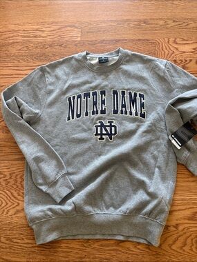 Colosseum Gray Crewneck with Navy & Gold Notre Dame Logo